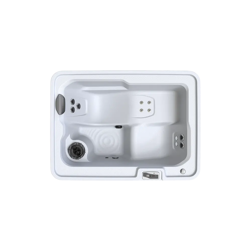 Caldera Aspire hot tub for 2 people with one lounger in a Palm Beach outdoor settingCaldera Aspire hot tub for 2 people with one lounger in a Palm Beach outdoor setting