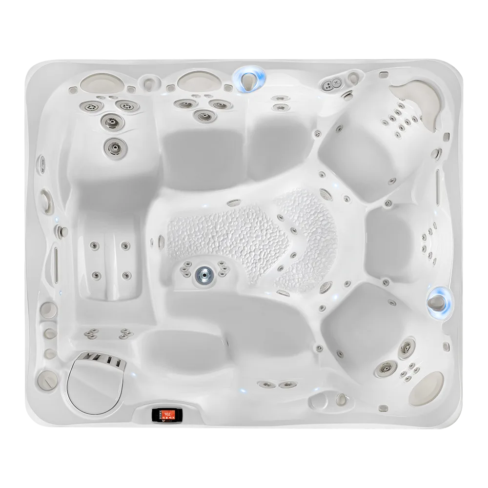 Caldera Cantabria hot tub for 8 people with one lounger in a Palm Beach outdoor settingCaldera Cantabria hot tub for 8 people with one lounger in a Palm Beach outdoor setting
