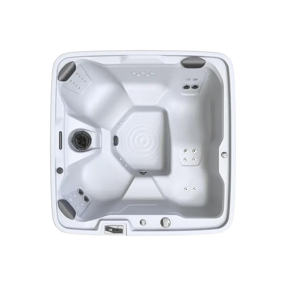 Caldera Entice hot tub for 4 people with one lounger in a Palm Beach outdoor settingCaldera Entice hot tub for 4 people with one lounger in a Palm Beach outdoor setting