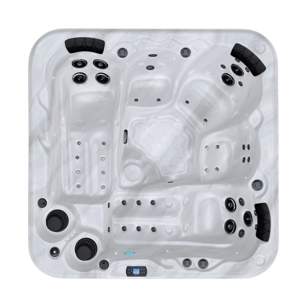 Be Well O547 hot tub for 5 people with 2 loungers in a Palm Beach outdoor settingBe Well O547 hot tub for 5 people with 2 loungers in a Palm Beach outdoor setting