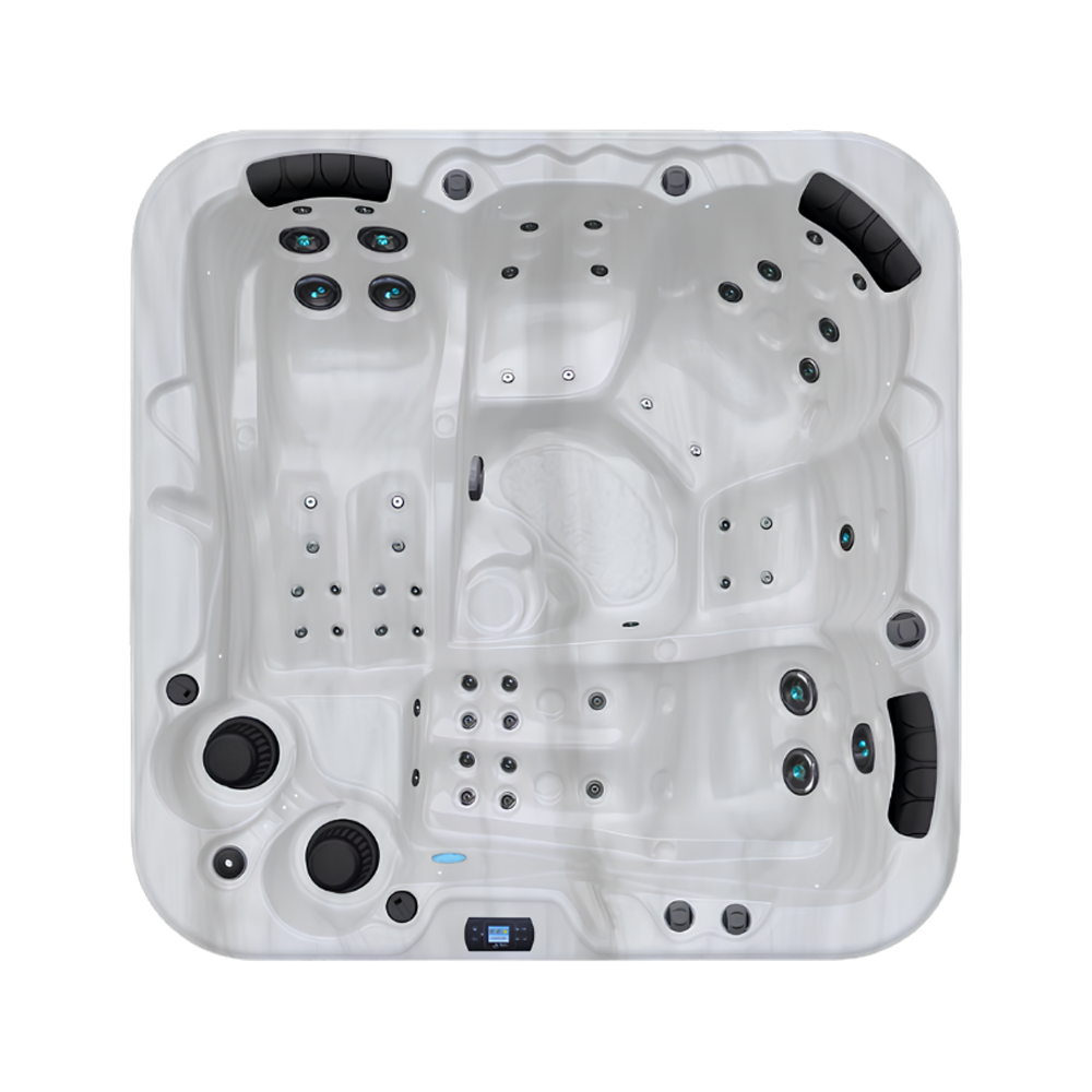 Be Well O552C hot tub for 5 people with 2 loungers in a Palm Beach outdoor settingBe Well O552C hot tub for 5 people with 2 loungers in a Palm Beach outdoor setting