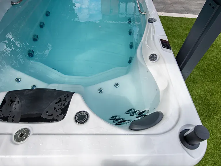 Close-up of the Platinum Eros swim spa from above