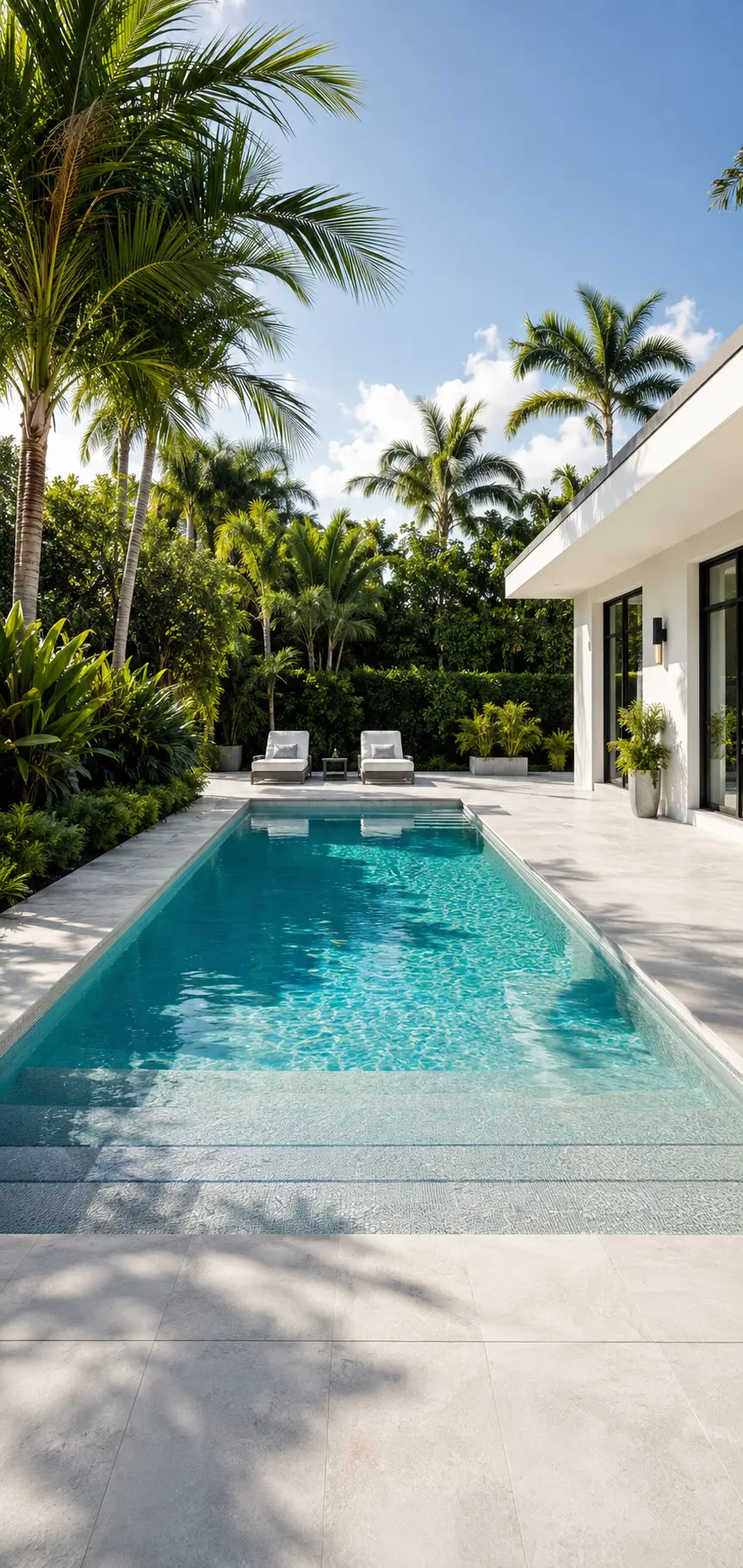 Fiberglass pool in a West Palm Beach backyard
