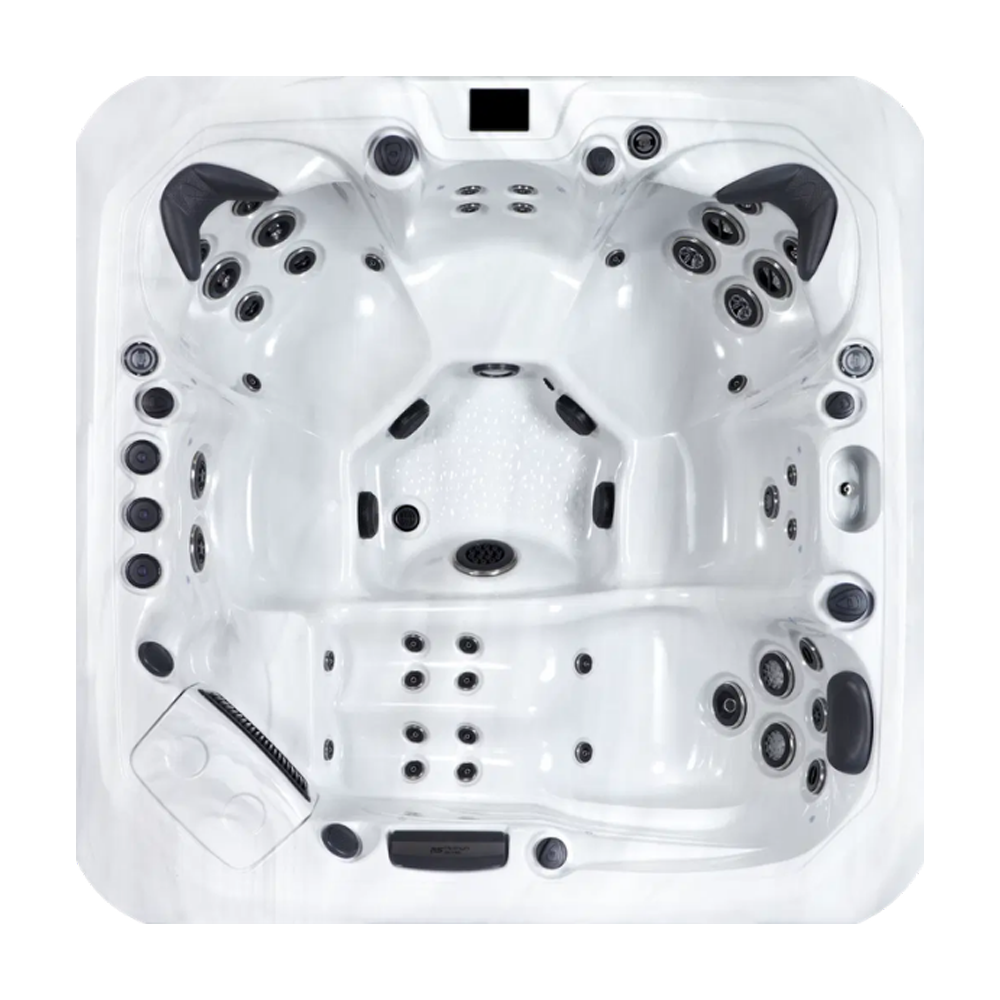 Platinum Santorini hot tub for 6 people in a Palm Beach outdoor settingPlatinum Santorini hot tub for 6 people in a Palm Beach outdoor setting