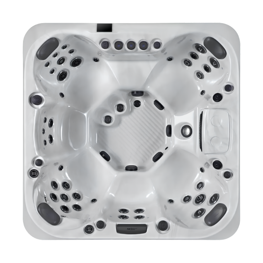 Platinum Spas Sicily six-seat all-seater hot tub for a Palm Beach poolside patioPlatinum Spas Sicily six-seat all-seater hot tub for a Palm Beach poolside patio