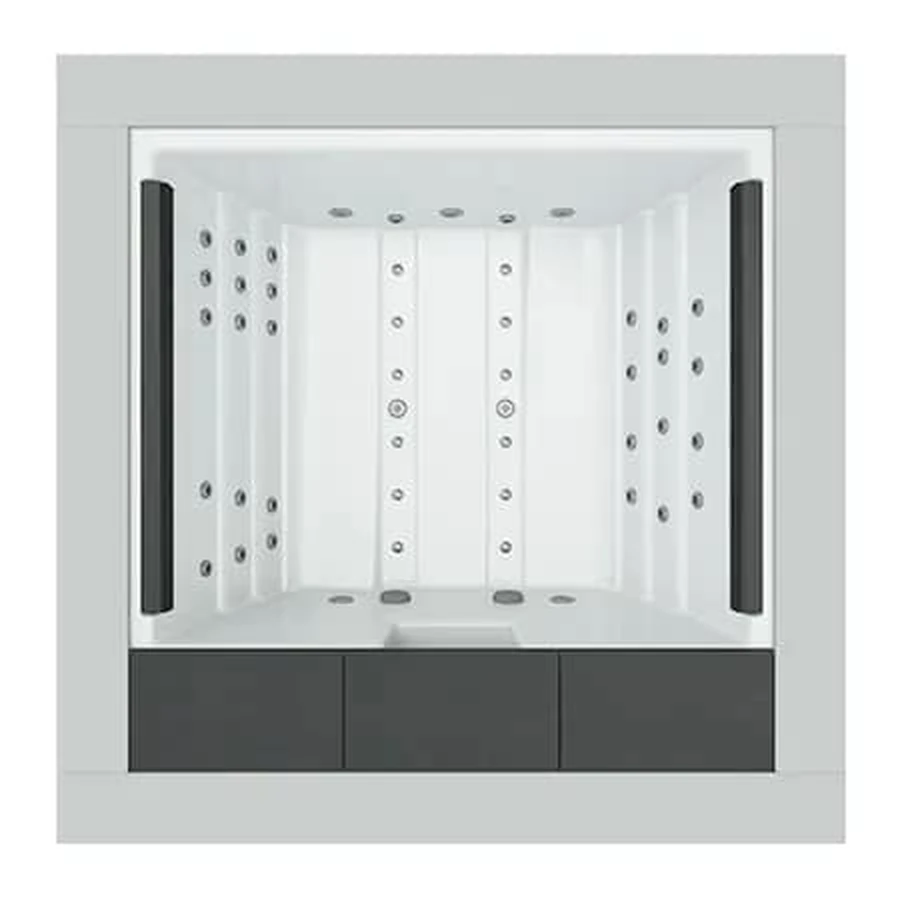 Aquavia Cube hot tub for 4 people with an all-seater layout in a Palm Beach outdoor settingAquavia Cube hot tub for 4 people with an all-seater layout in a Palm Beach outdoor setting