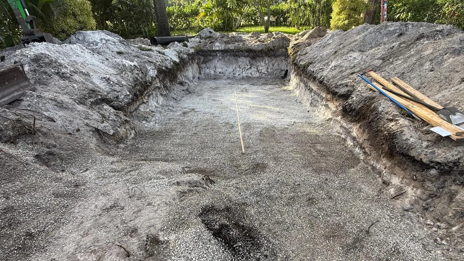 Excavated site for the 35-foot pool