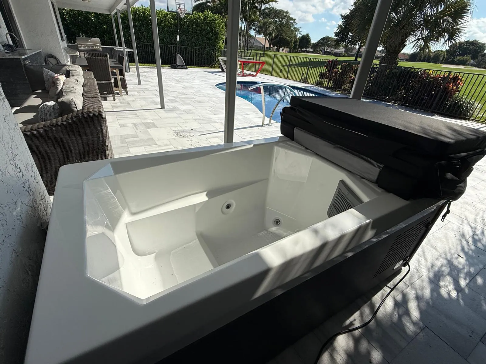 Inside of the cold plunge tub