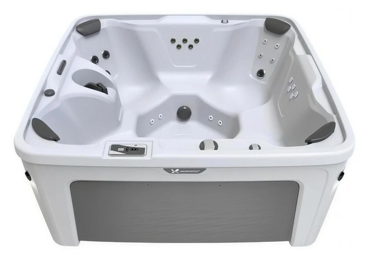 Caldera Fantasy Bloom hot tub with grey cabinet