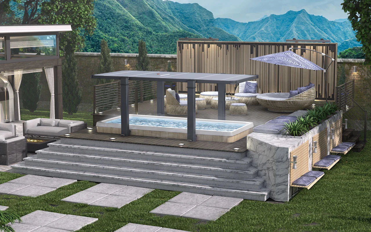 Covana Legend automated cover over a swim spa