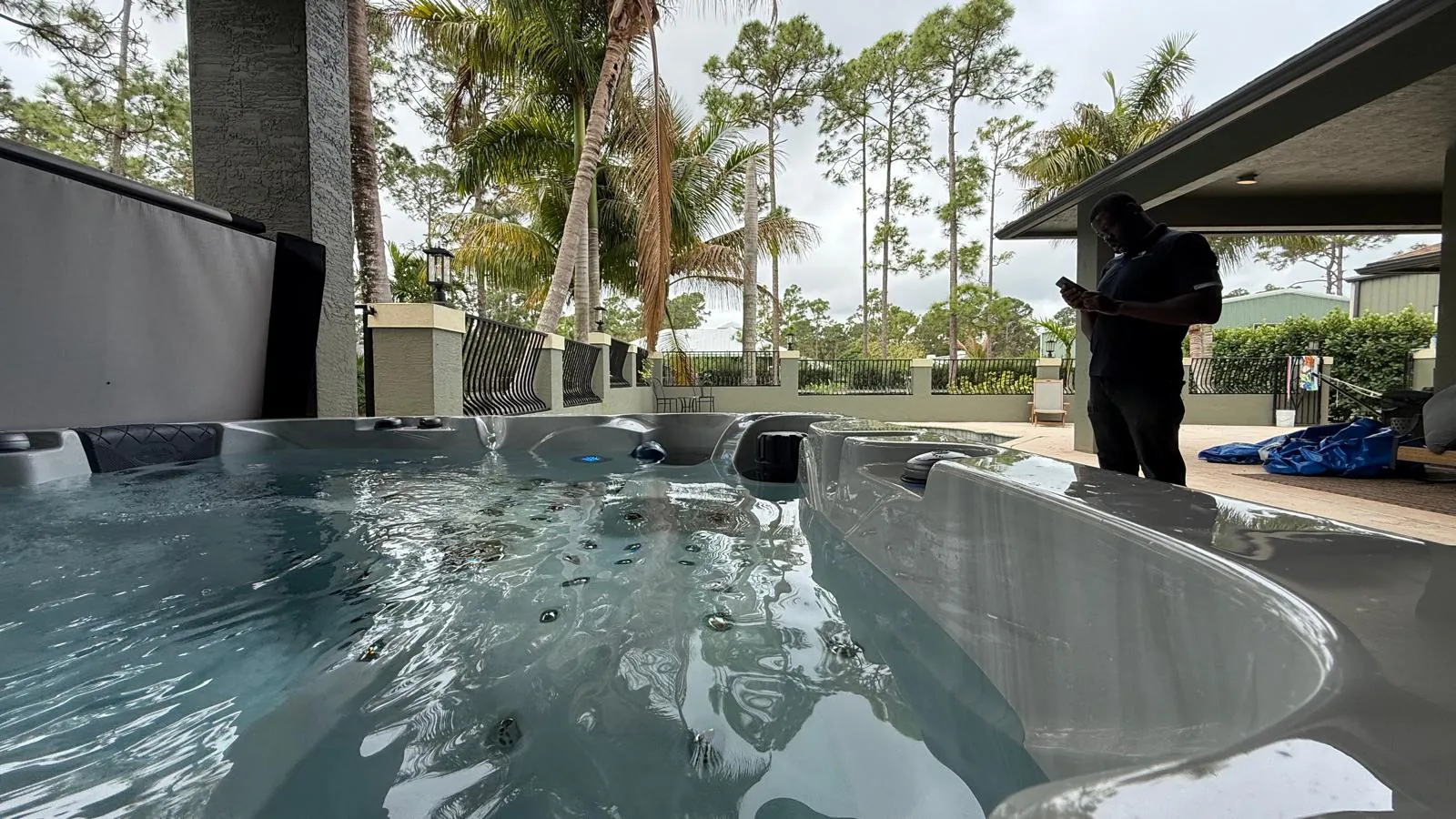 Be Well hot tub filled with the jets running