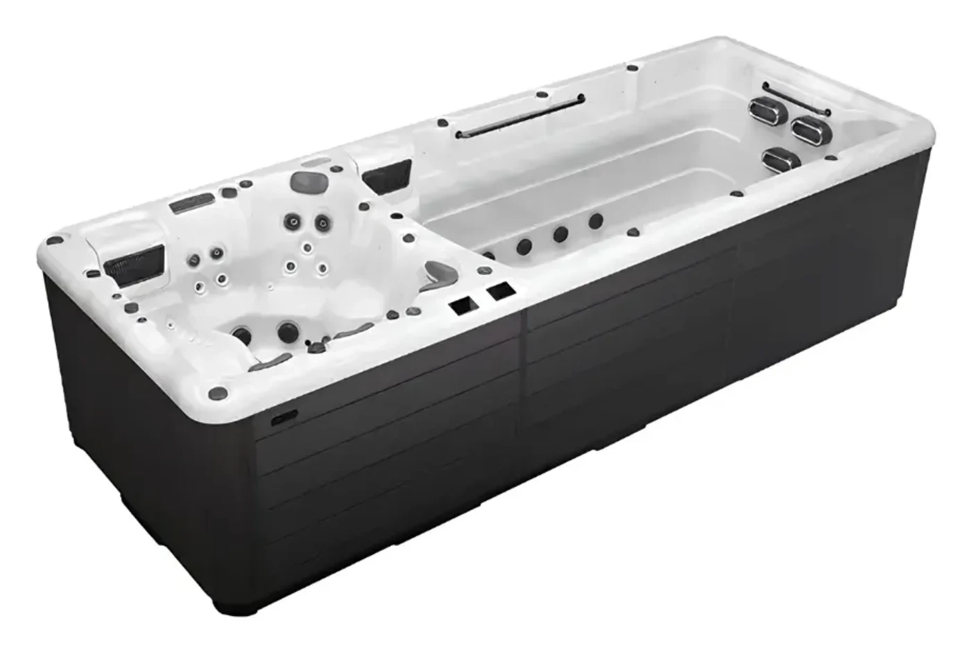 Platinum Helios swim spa with dark cabinet