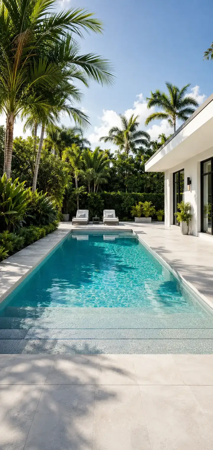 Fiberglass pool in a West Palm Beach backyard