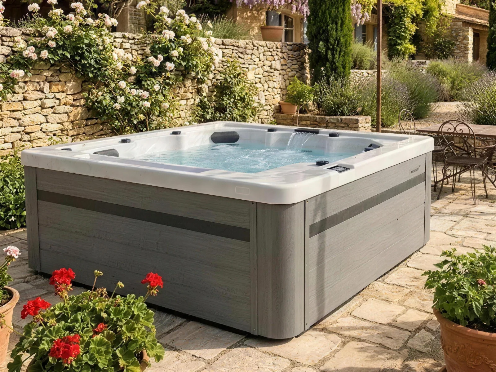 Maple Spas PureLine PL660 hot tub in a garden
