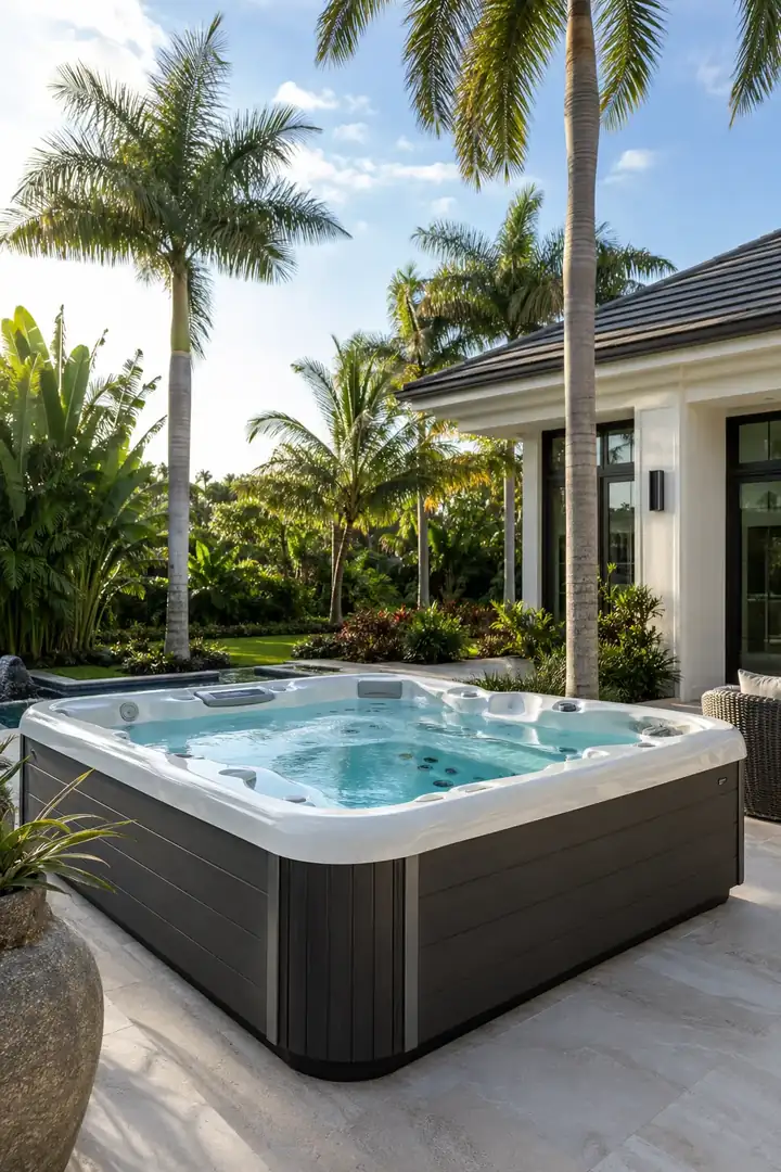 Premium hot tub on a South Florida patio