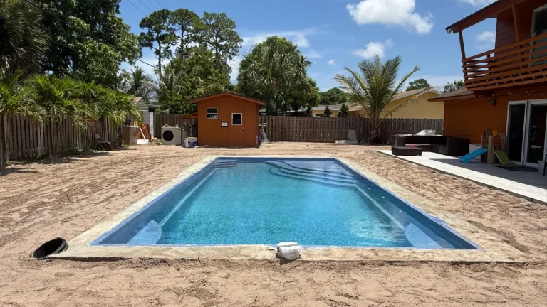 Fiberglass pool ready for its deck