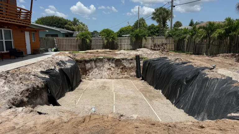 Excavation ready for the fiberglass pool shell
