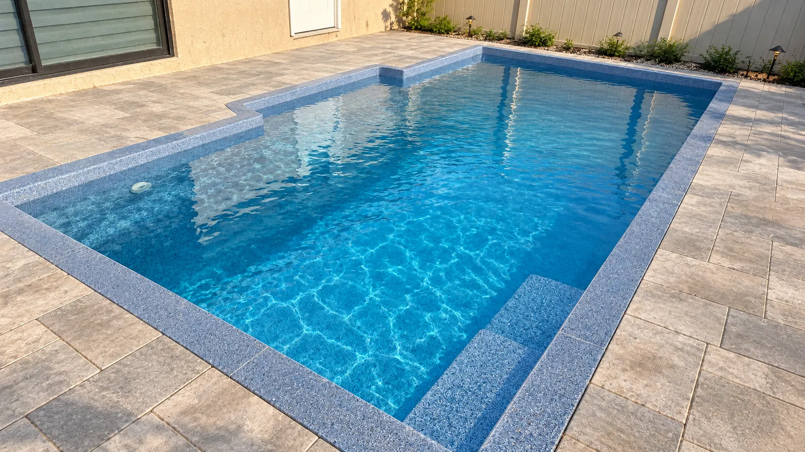 Closer view of the Tuscan 11.20 pool and paver deck